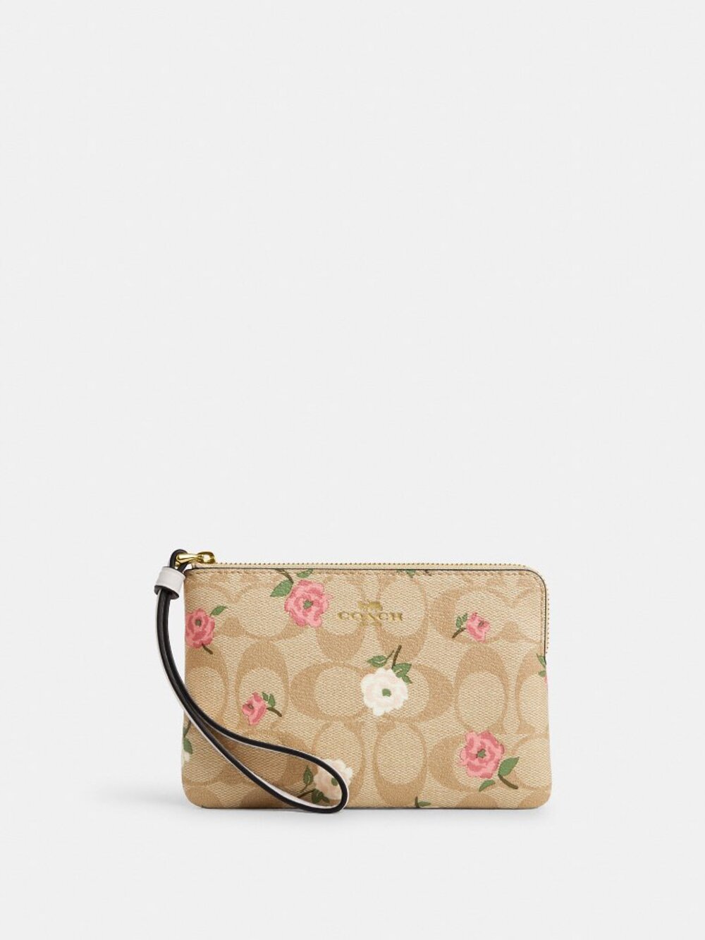 Coach Corner Zip Wristlet In Signature Canvas With Floral Print - Picture 2 of 3